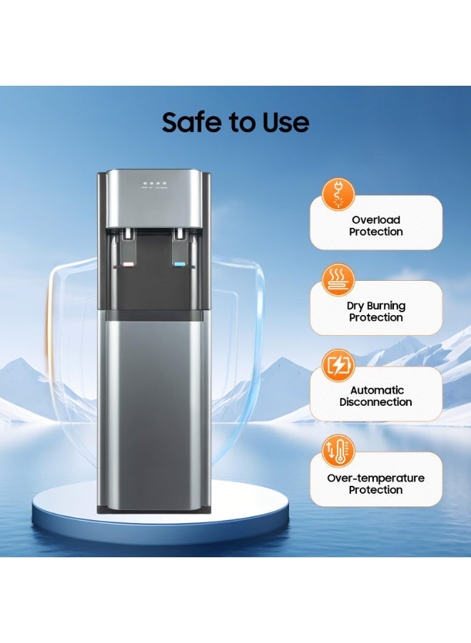 ET-LIFE Bottom Loading Water Dispenser, Stainless Steel Water Dispenser Hot & Cold Water, 5 Gallon Freestanding Water Cooler Easy Bottle Load 13-15℃/55.4-59℉; ＞90℃/194℉(Dark Gray) - Image 5